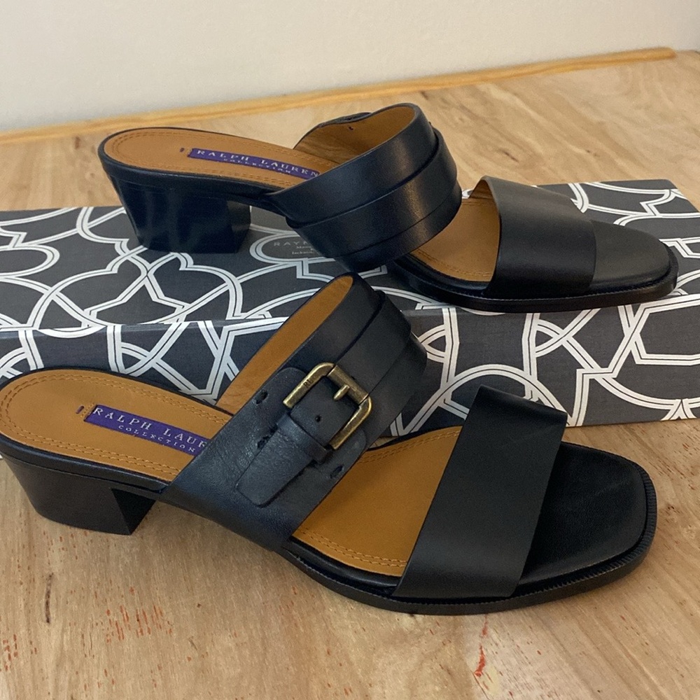NWOT Ralph Lauren Purple Label Collection Black Sandals.  Size 36B (US)6 - Picture 2 of 8